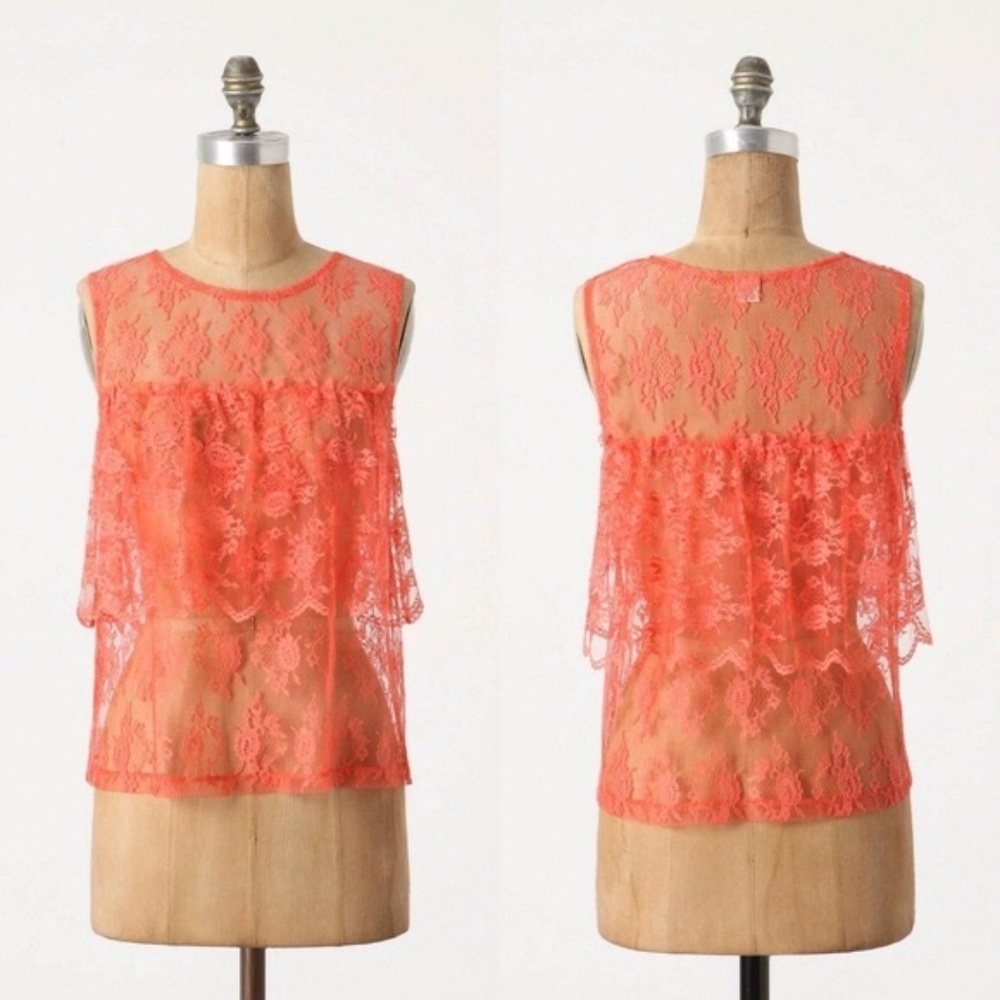 Anthro Only Hearts GOOP Lace Tiered Cami Tank Shee
